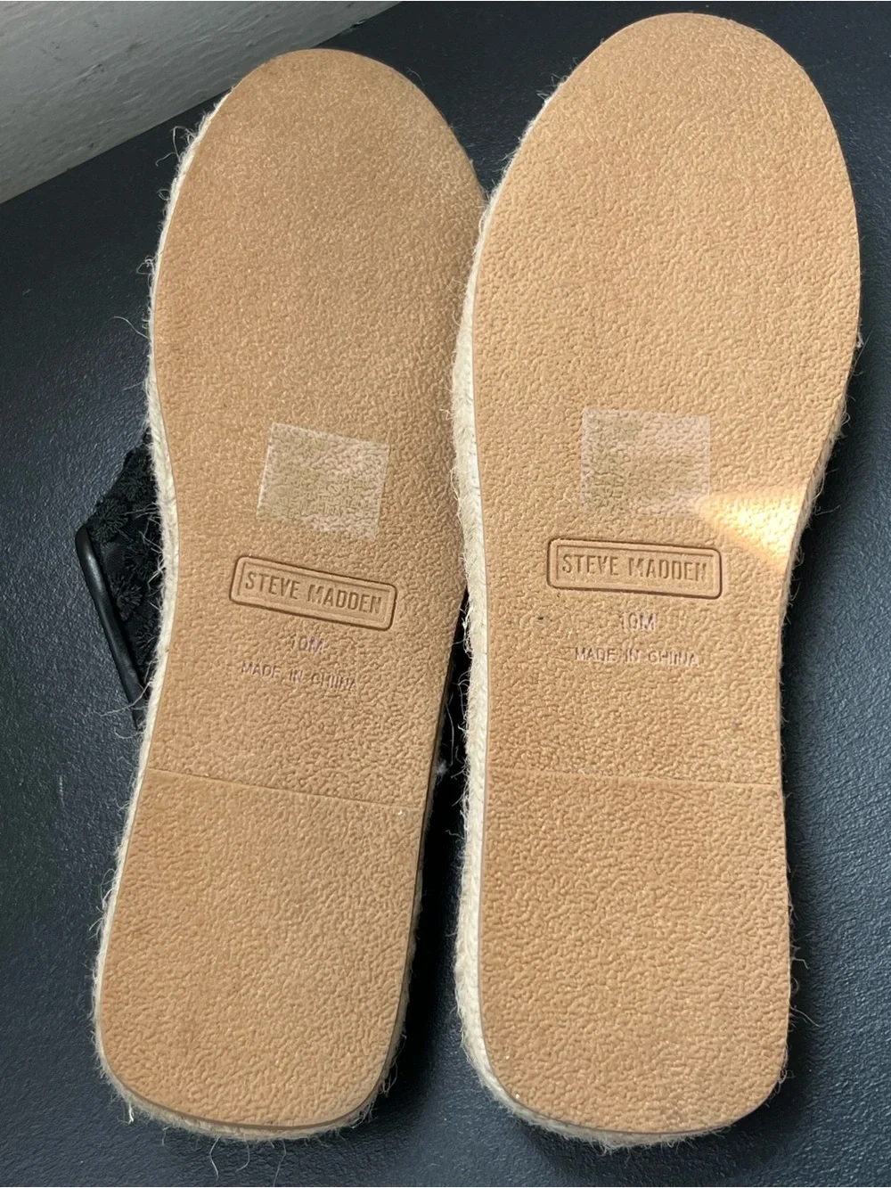 Steve Madden Black Embroidered Espadrille Slide